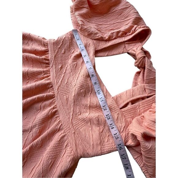 Free People Babydoll Puff Sleeves Violet Mini Dress In Grapefruit/Coral Size M - Picture 8 of 11